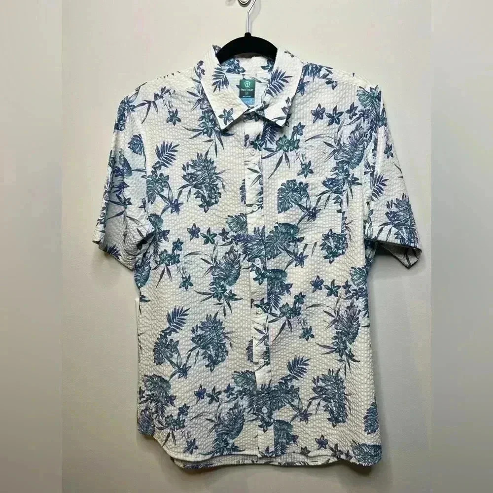 Pro Tour Coolplay White and Blue Floral Men’s Shirt